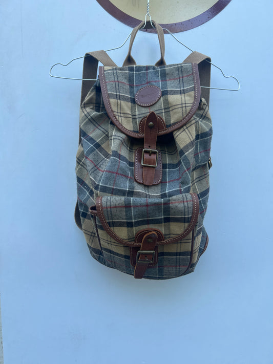 RARO Zaino Barbour in cotone tartan - Vintage Barbour backpack