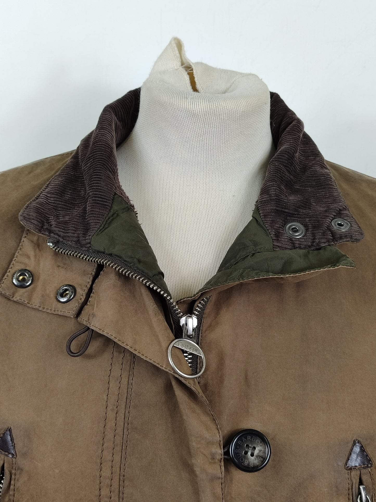 Barbour da donna cerato Oliva Small Uk10 - Lady Vintage Troop Olive Wax Jacket size Uk10