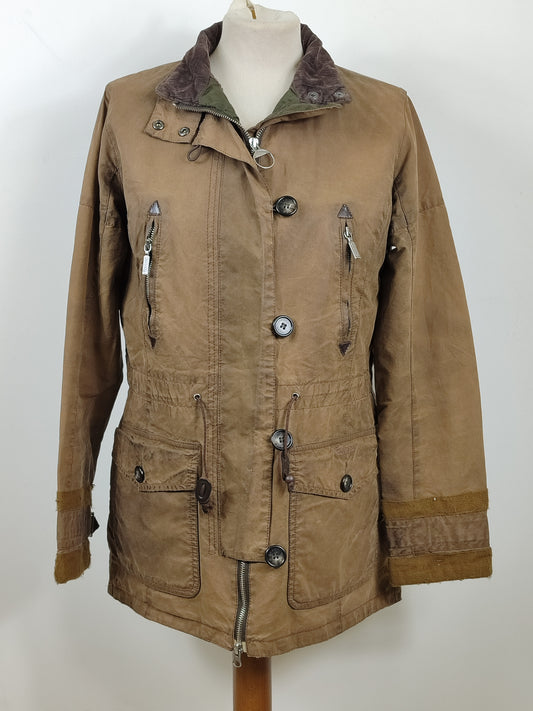 Barbour da donna cerato Oliva Small Uk10 - Lady Vintage Troop Olive Wax Jacket size Uk10