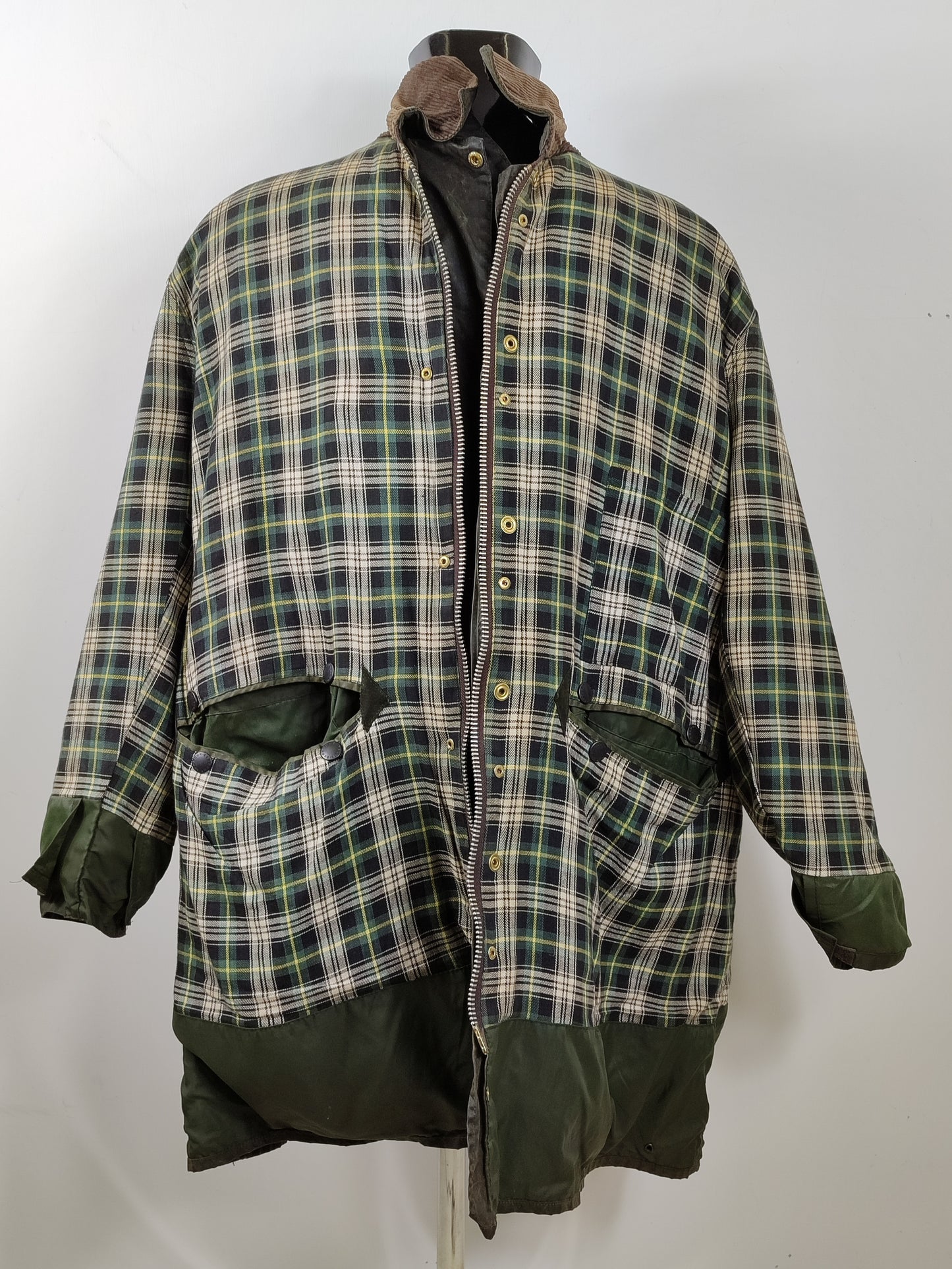 Barbour Giacca Border verde Vintage Uomo Cerata C50/127 cm -Green wax coat size XXL