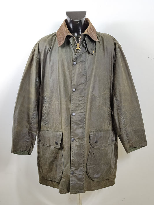 Barbour Giacca Border verde Vintage Uomo Cerata C50/127 cm -Green wax coat size XXL