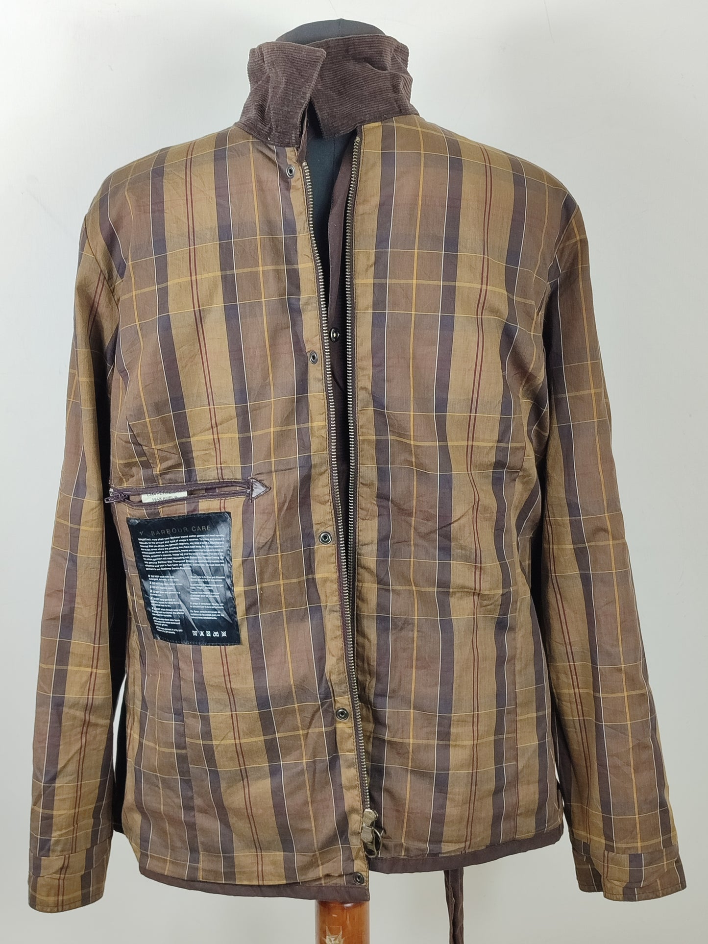 Barbour marrone unisex corto cerato con cintura tg.44/46 Brown Flyweight Wax Brown Amelia uk16