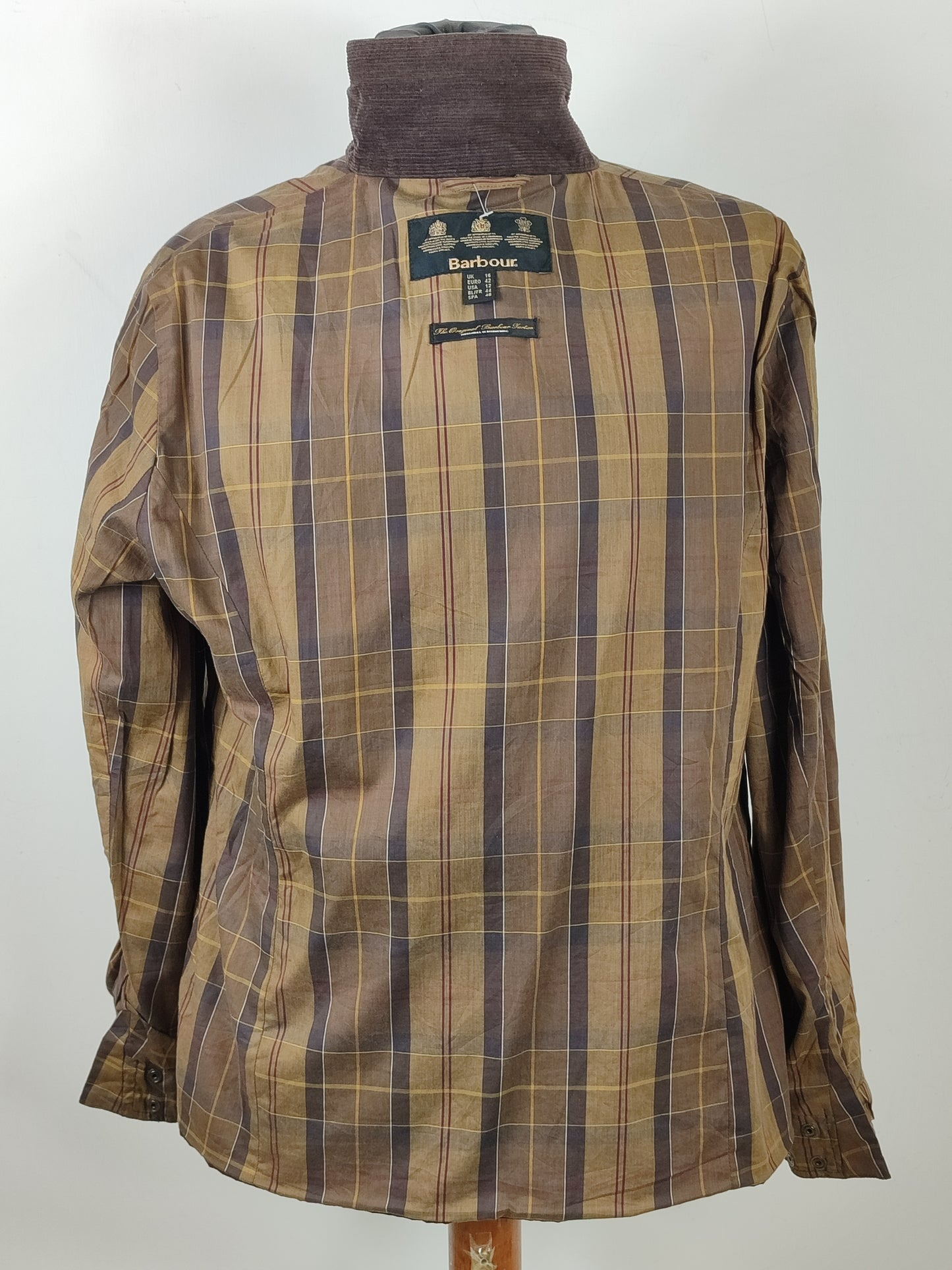 Barbour marrone unisex corto cerato con cintura tg.44/46 Brown Flyweight Wax Brown Amelia uk16