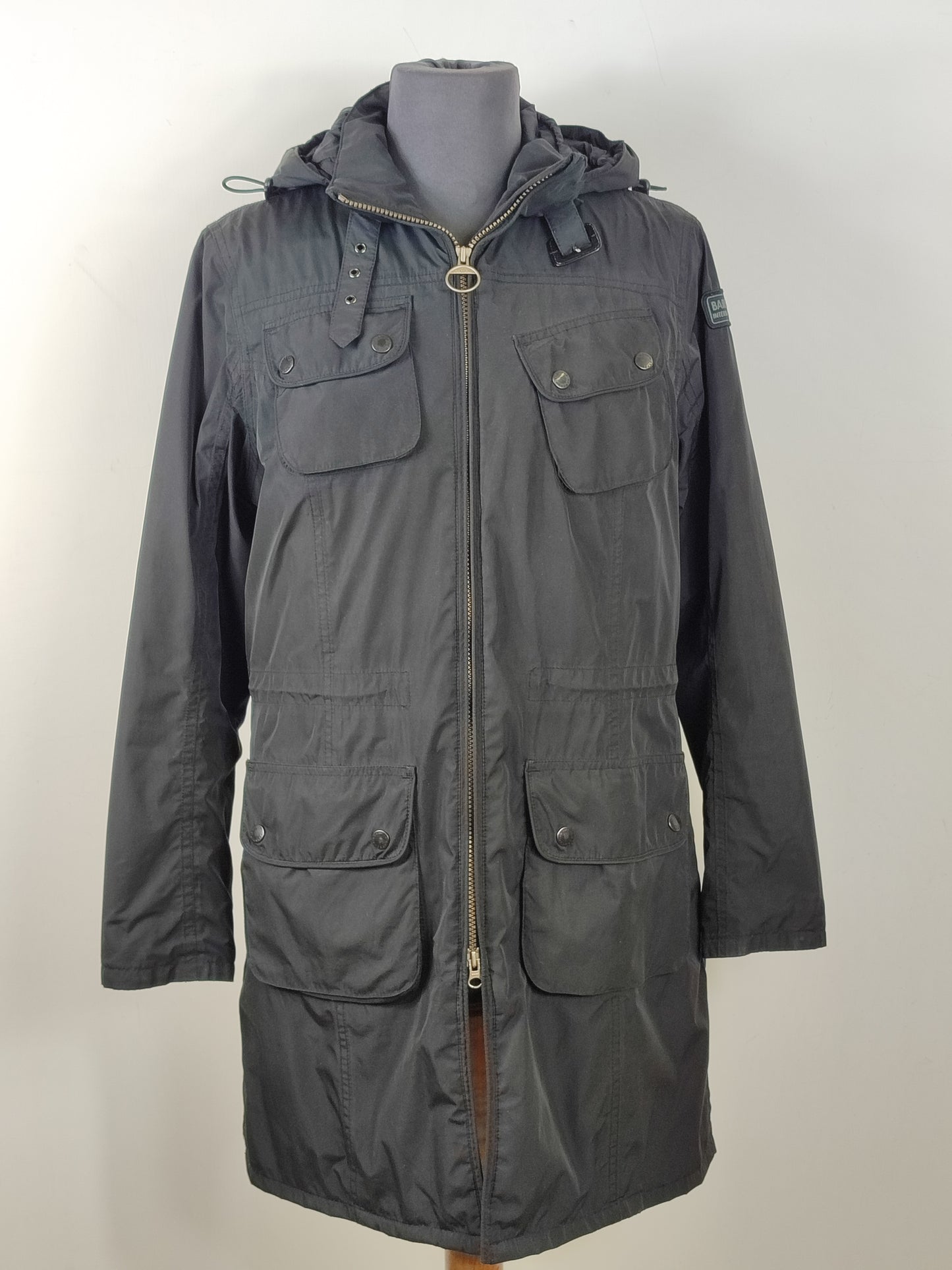 Barbour Giacca Nera antivento e Impermeabile Tg.44 Black Featherweight Parka Uk14