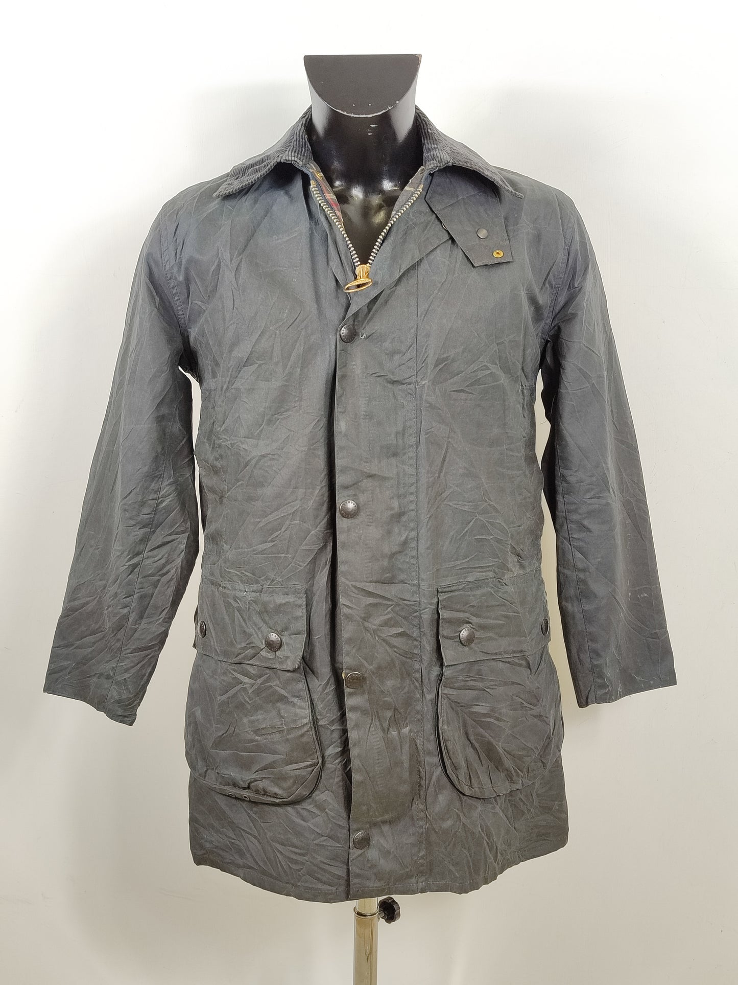 Barbour Border blu cotone Cerato C30/76 cm Navy Border Coat Size Xsmall tg. 38/40 italiana