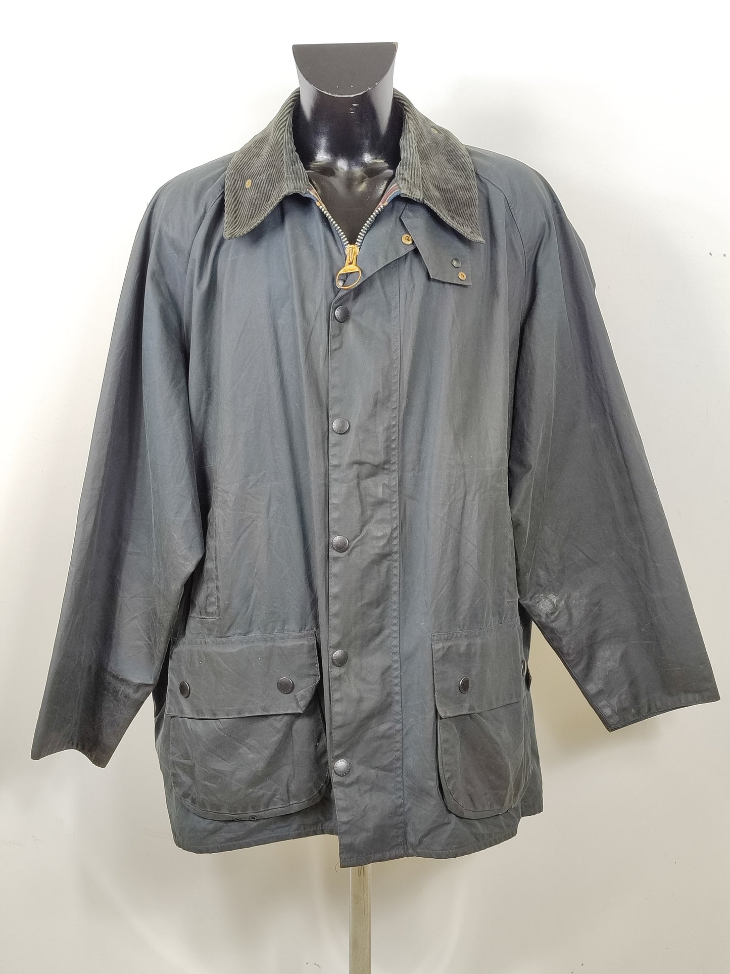 Barbour Giacca Beaufort vintage blu C52/132 cm Man Navy Wax Beaufort jacket XXXL