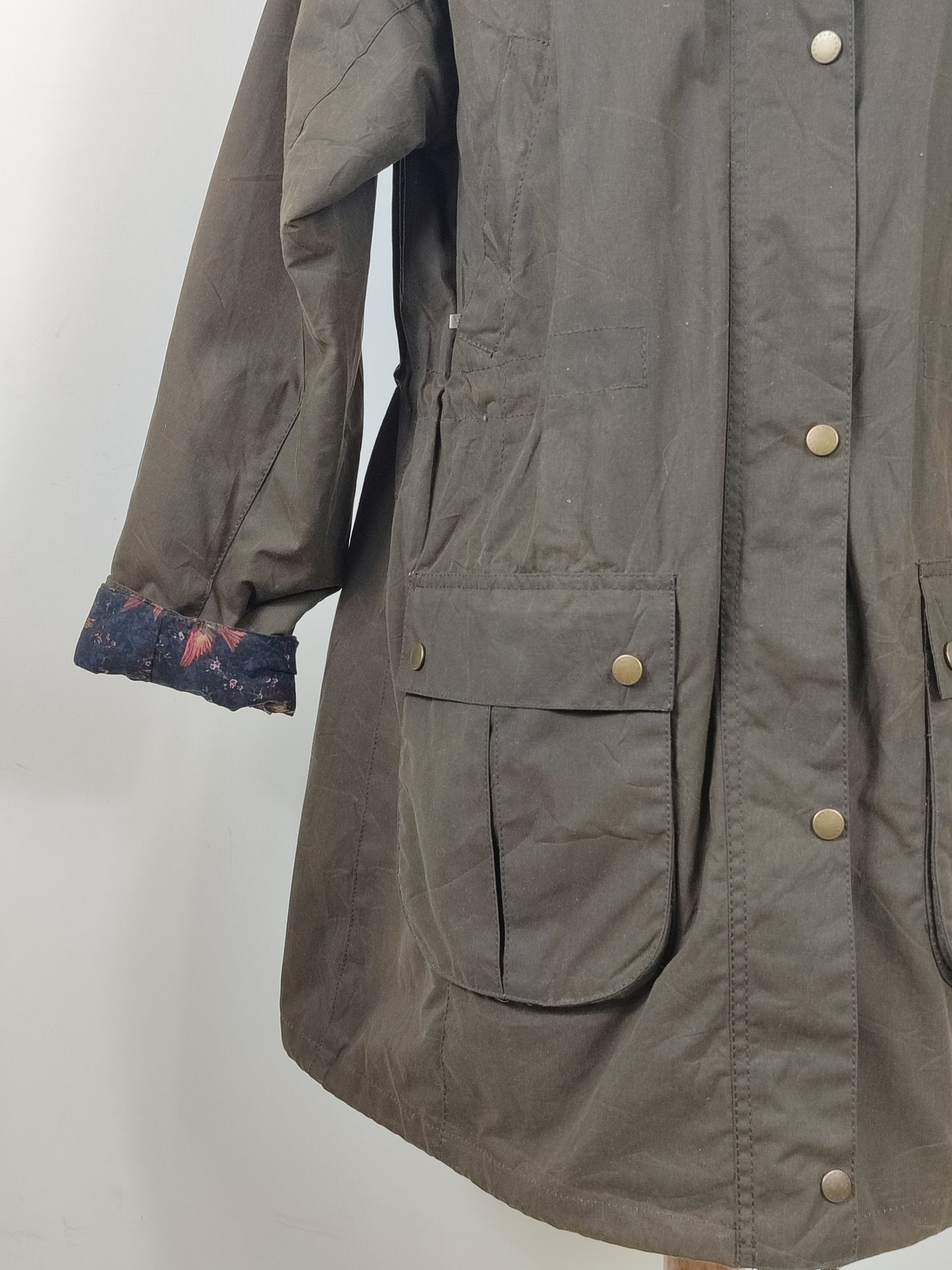 Giacca Barbour cerata verde con cappuccio tg.48 Uk18-Wax Olive Hood Tors Jacket Uk18