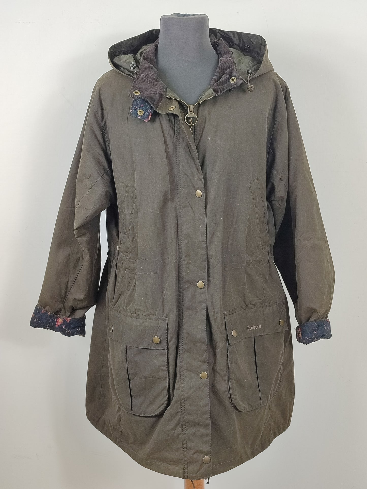 Giacca Barbour cerata verde con cappuccio tg.48 Uk18-Wax Olive Hood Tors Jacket Uk18