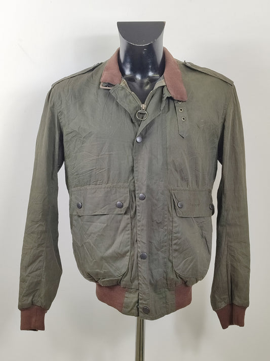 Bomber Barbour cerato leggero Verde Small - Man Green Flyweight Wax flyer Jacket Size S