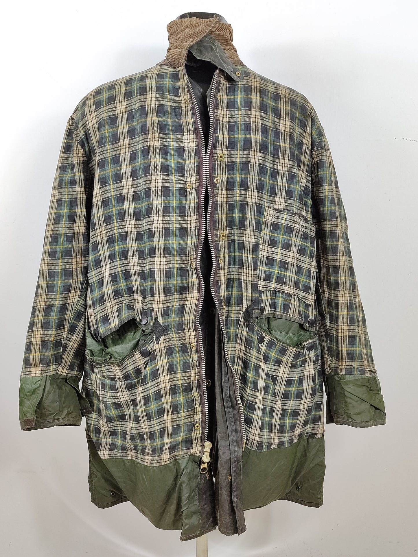 Barbour Giacca Uomo Border Verde Vintage C48/122cm Xlarge- Green wax Vintage Border Coat XL