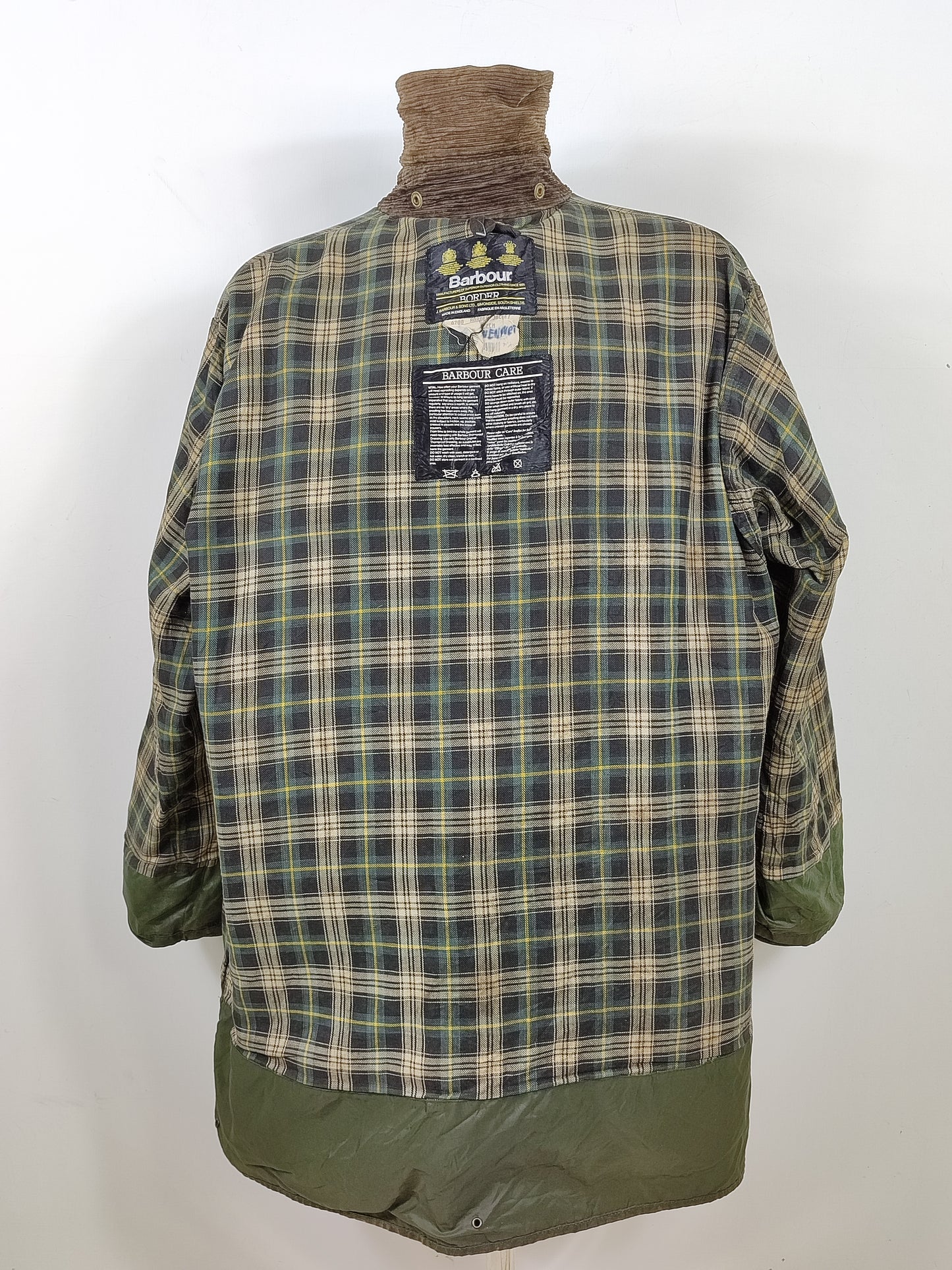 Barbour Giacca Uomo Border Verde Vintage C48/122cm Xlarge- Green wax Vintage Border Coat XL