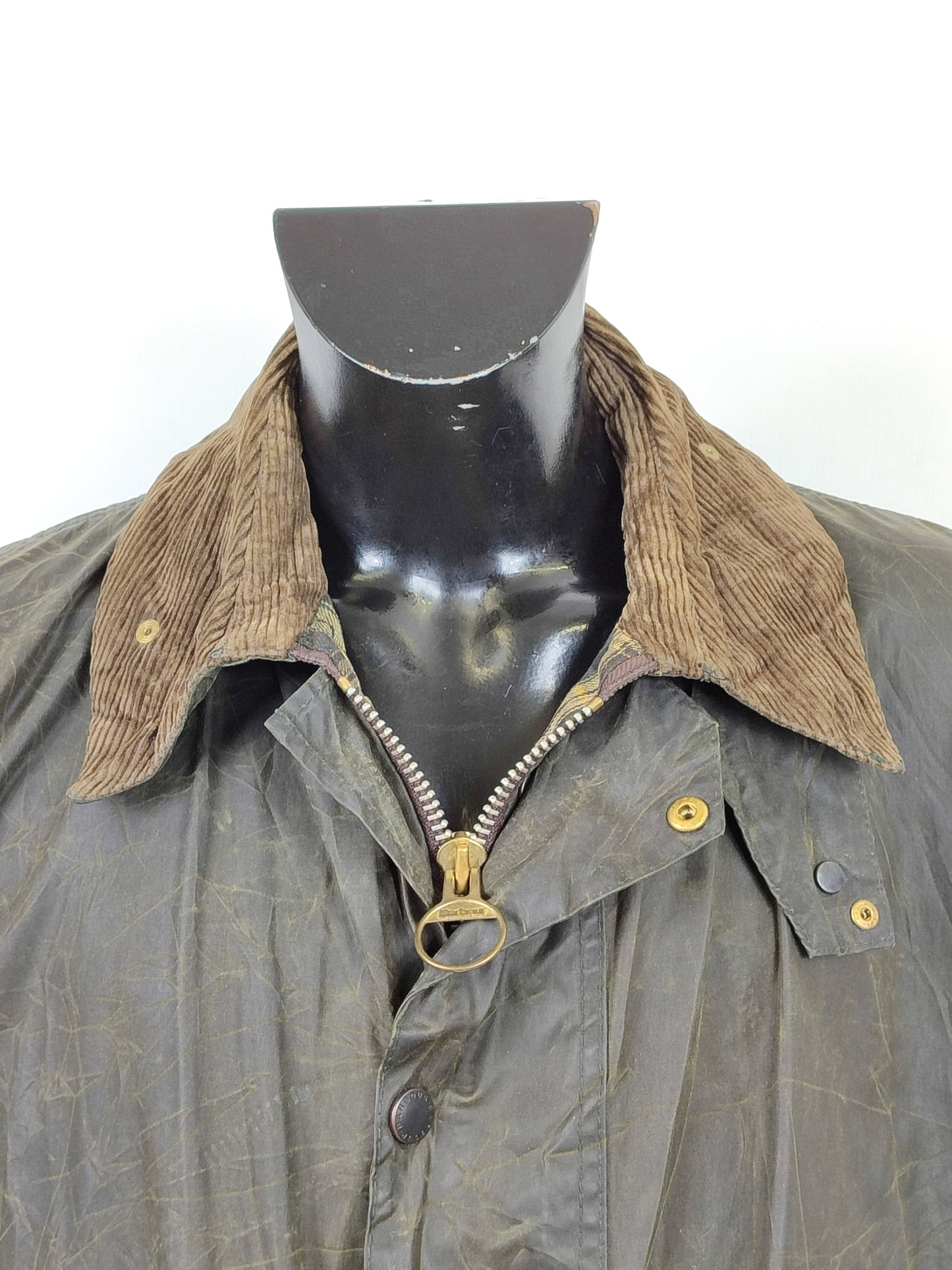 Barbour Giacca Uomo Border Verde Vintage C48/122cm Xlarge- Green wax Vintage Border Coat XL