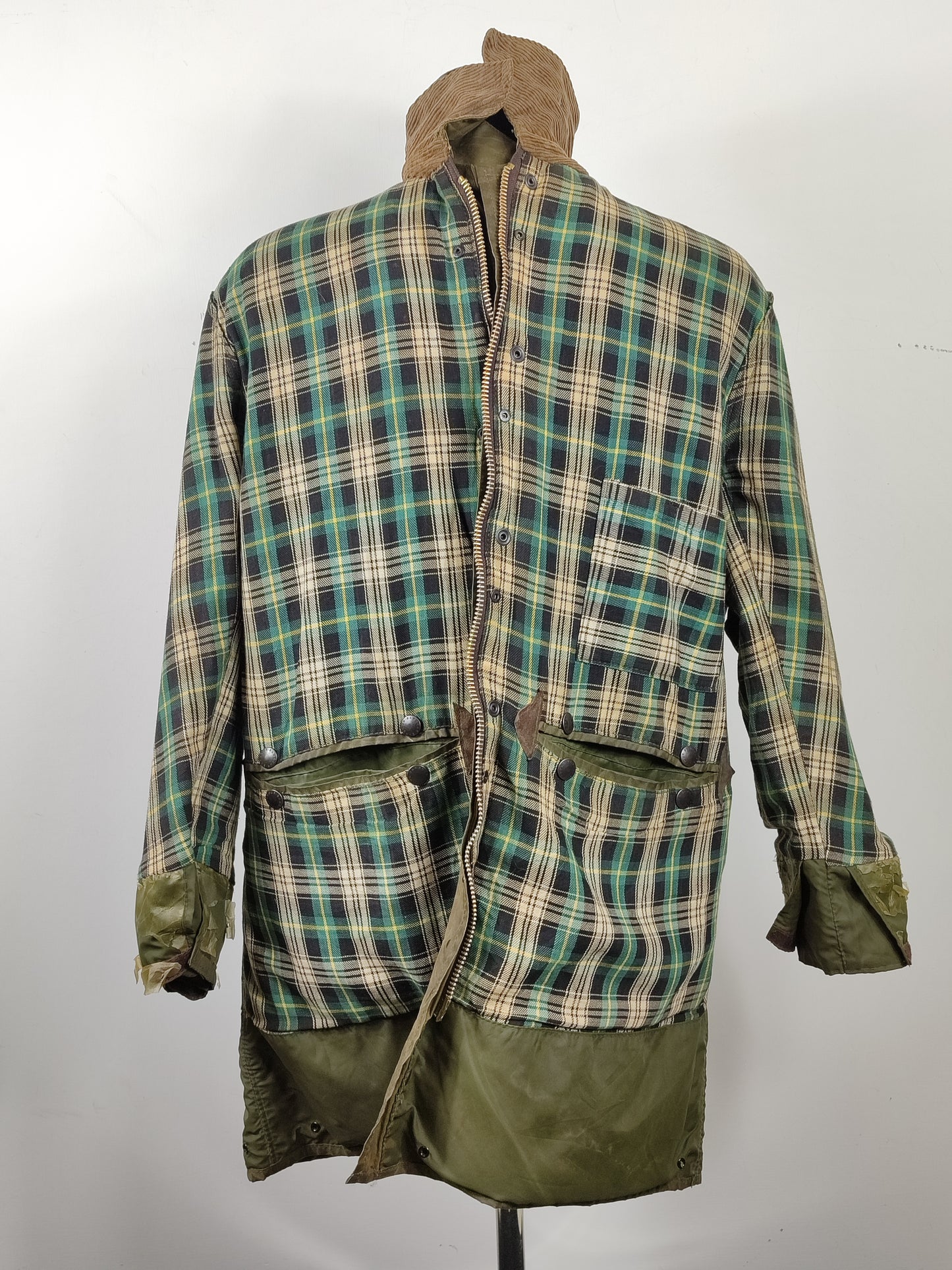 Barbour Border verde cotone Cerato C42/107 cm Green Border Wax Vintage Coat Size Large