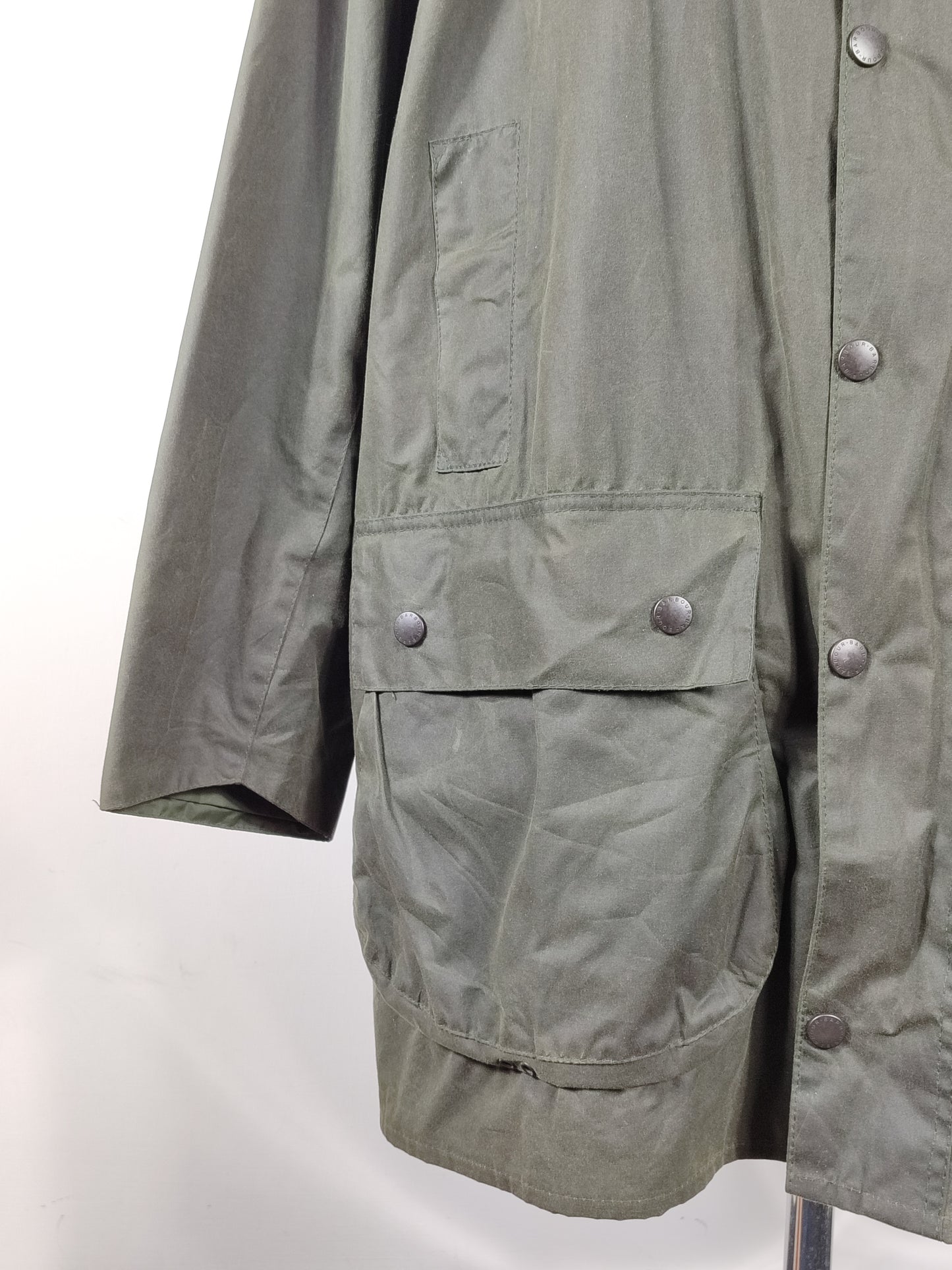 Barbour Giacca Border verde Vintage Uomo Cerata C50/127 cm -Geen wax coat size XXL