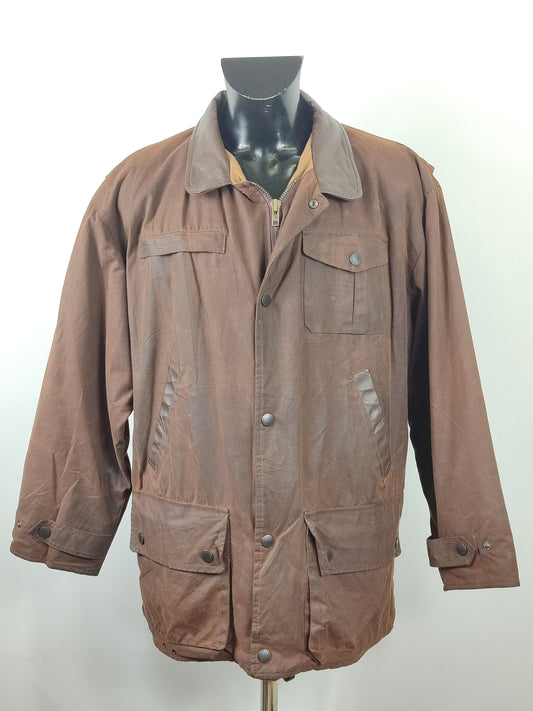 Barbour Giacca Uomo Bushman Marrone Large- Man Wax Brown Bushman Jacket Size Large