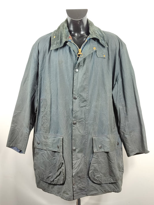 Barbour Giacca Border blu Vintage Uomo Cerata C50/127 cm -Navy wax Border coat size XXL