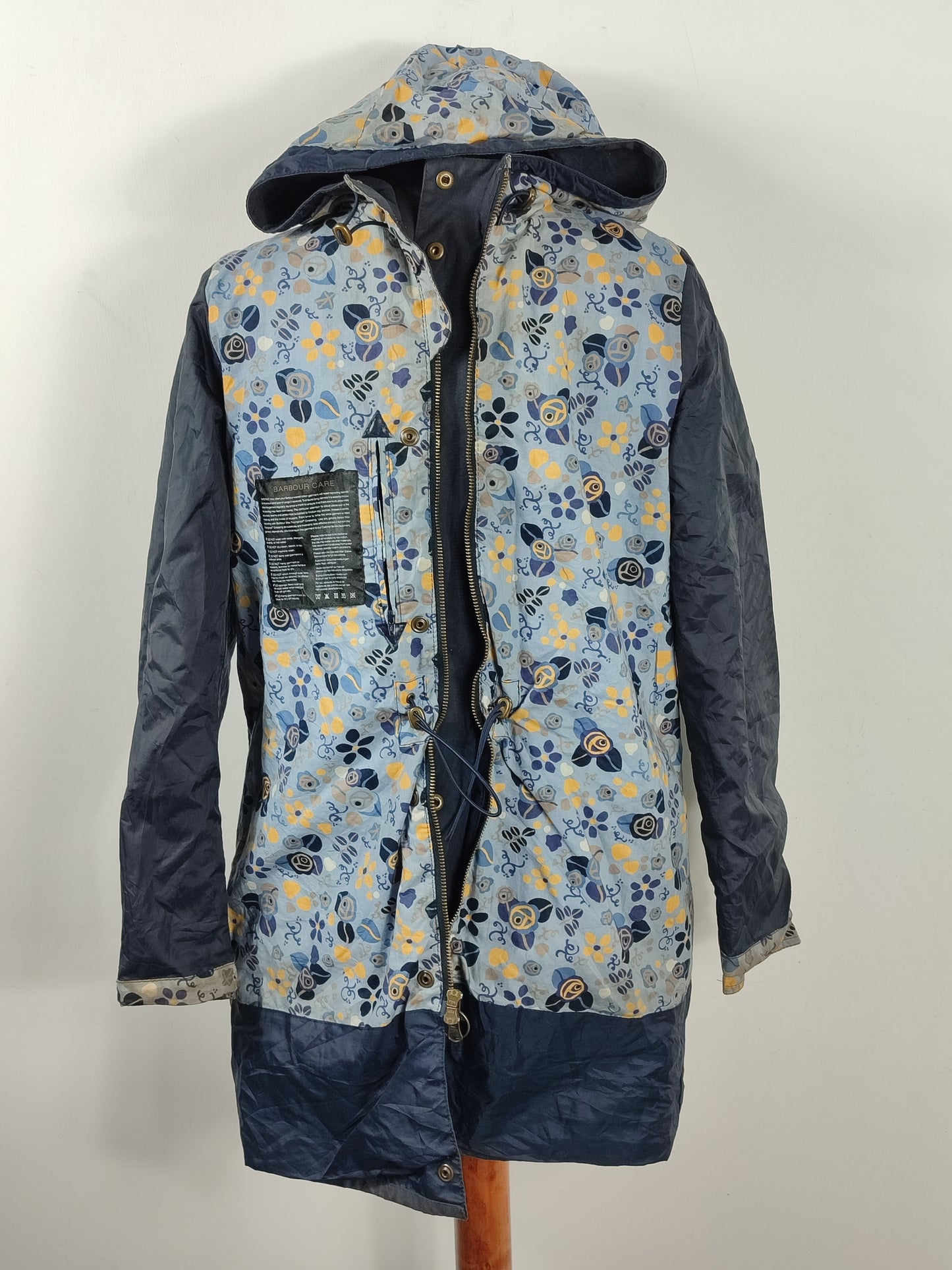 Barbour da donna blu con cappuccio e stampa UK12 Medium- Lady Liberty Durham Blue size Uk12