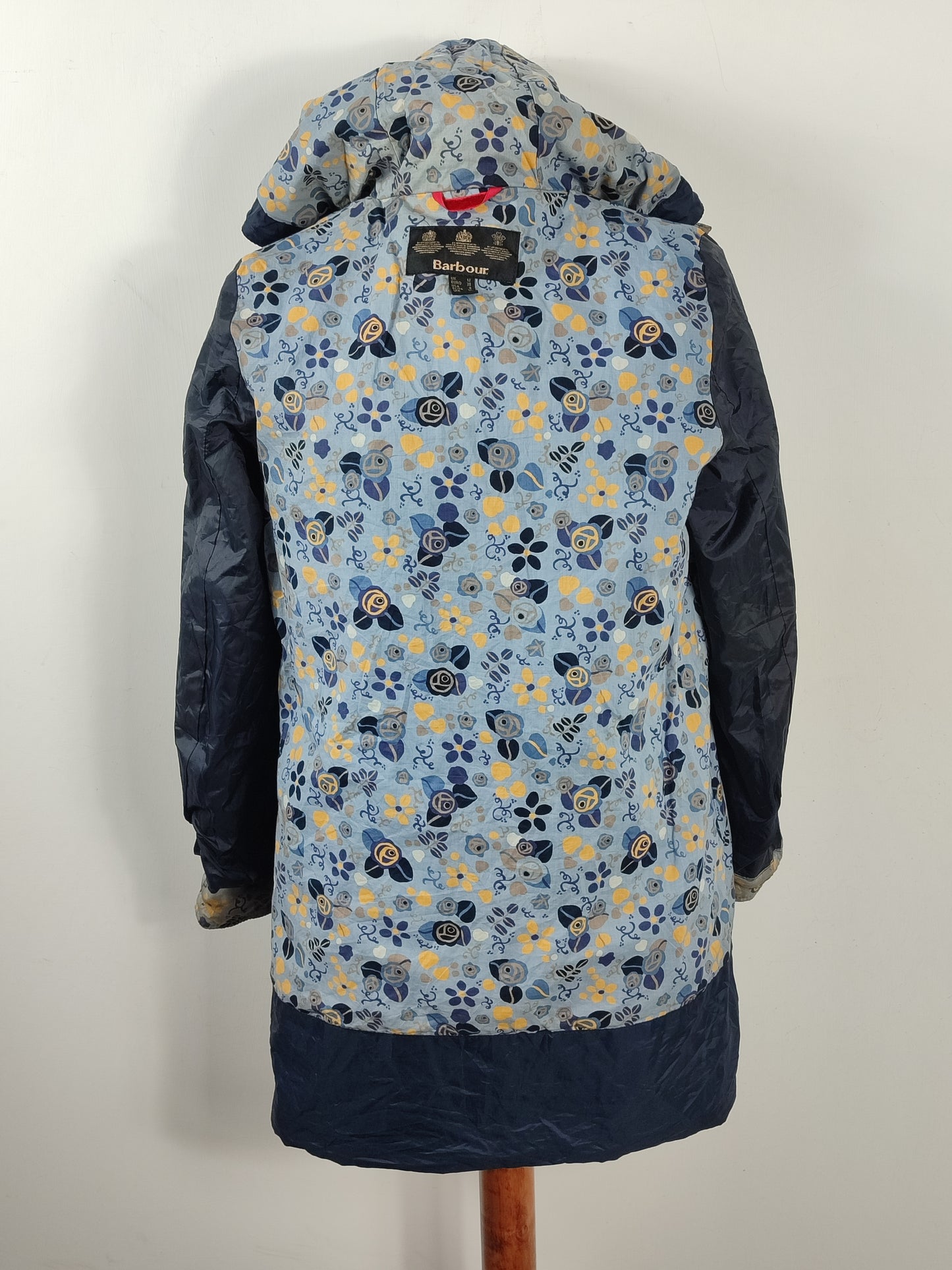 Barbour da donna blu con cappuccio e stampa UK12 Medium- Lady Liberty Durham Blue size Uk12