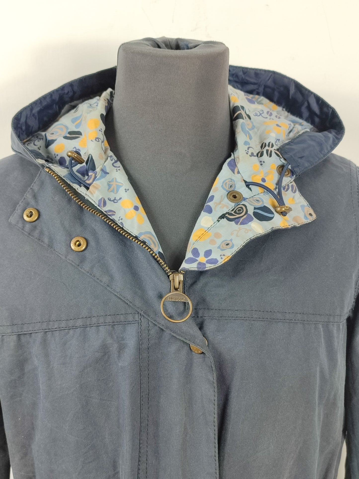 Barbour da donna blu con cappuccio e stampa UK12 Medium- Lady Liberty Durham Blue size Uk12