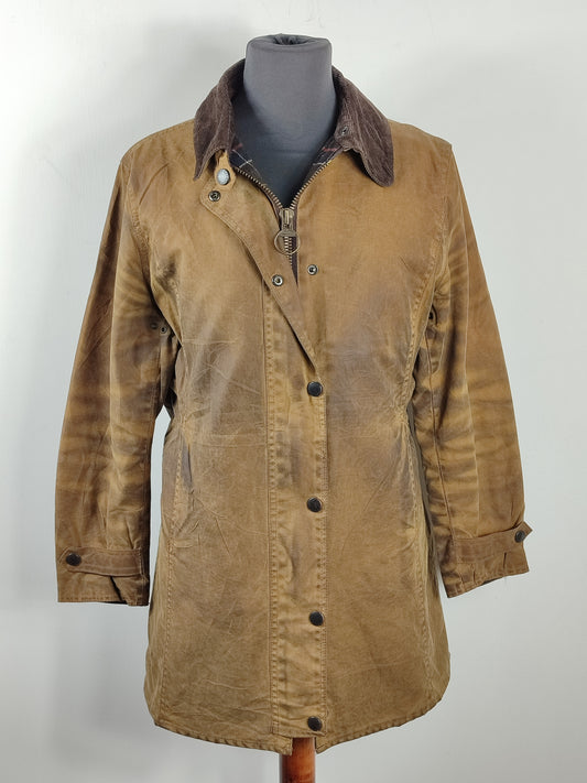 Barbour beige da donna Newmarket UK 12 tg.42 Beige wax Newmarket lady coat size uk12