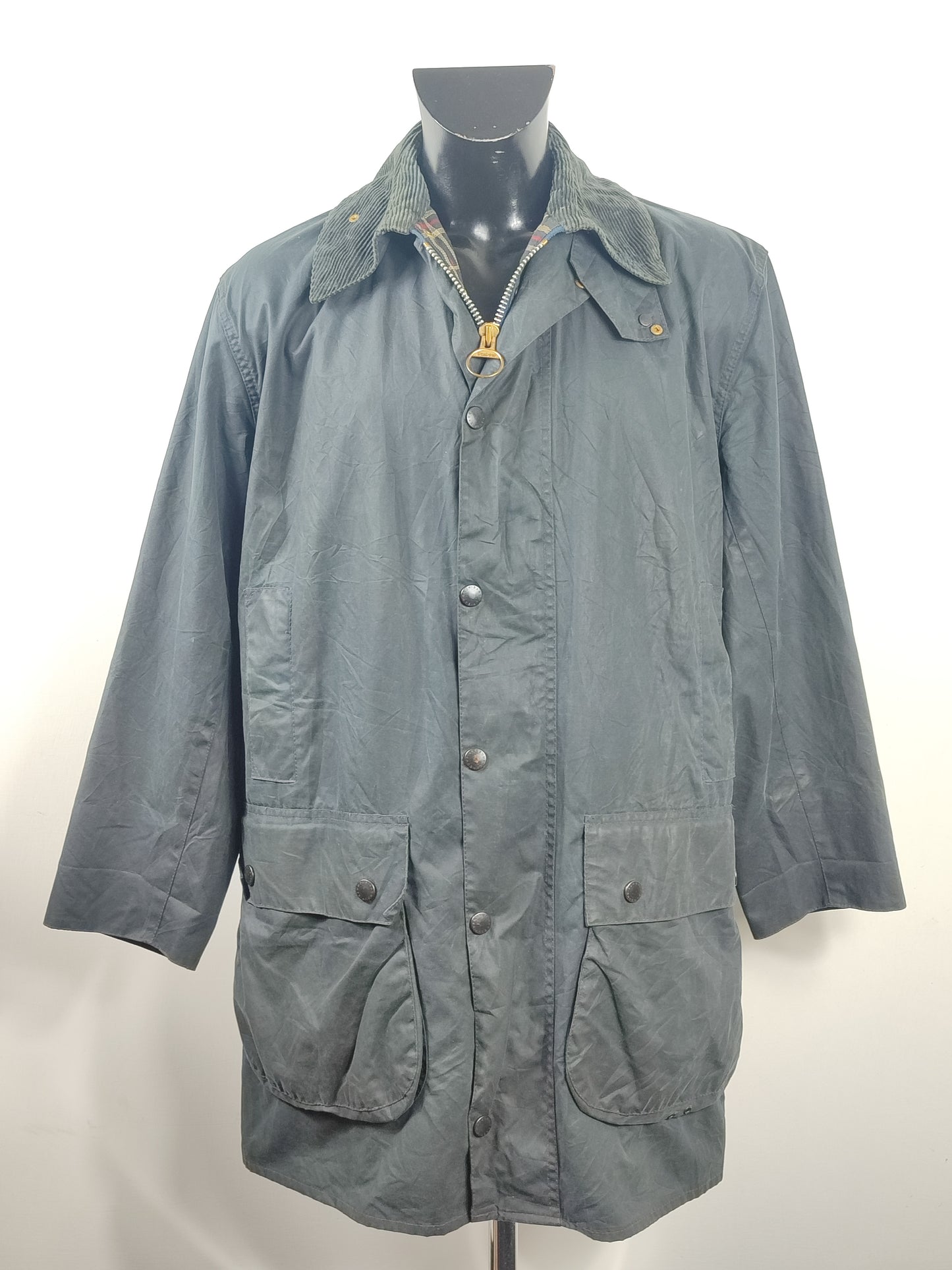 Barbour GIacca Border blu cotone Cerato C40/102 cm Navy Border Coat Size M/L tg. 50 ita