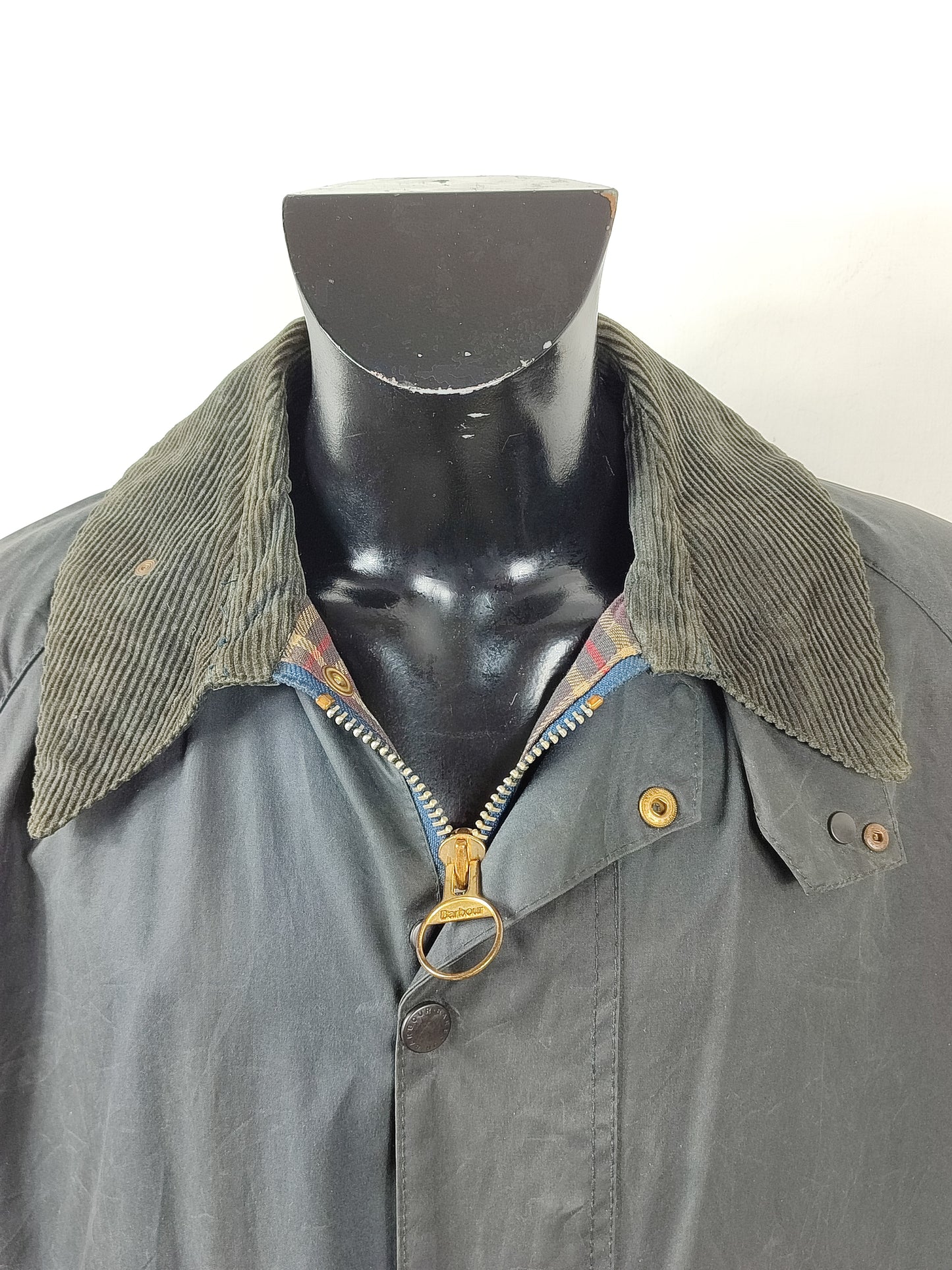 Barbour Giacca Beaufort vintage blu C46/117cm - Navy Beaufort Waxed Vintage jacket XL