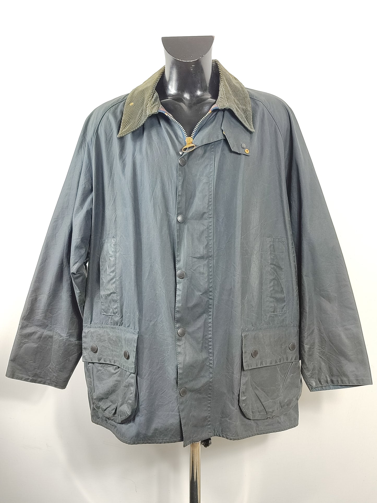 Barbour Giacca Beaufort vintage blu C52/132 cm Navy Wax Beaufort jacket XXXL