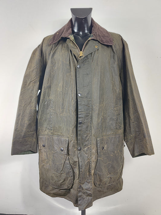 Barbour Giacca Uomo Border Verde Vintage C48/122cm Xlarge- Green wax Vintage Coat XL