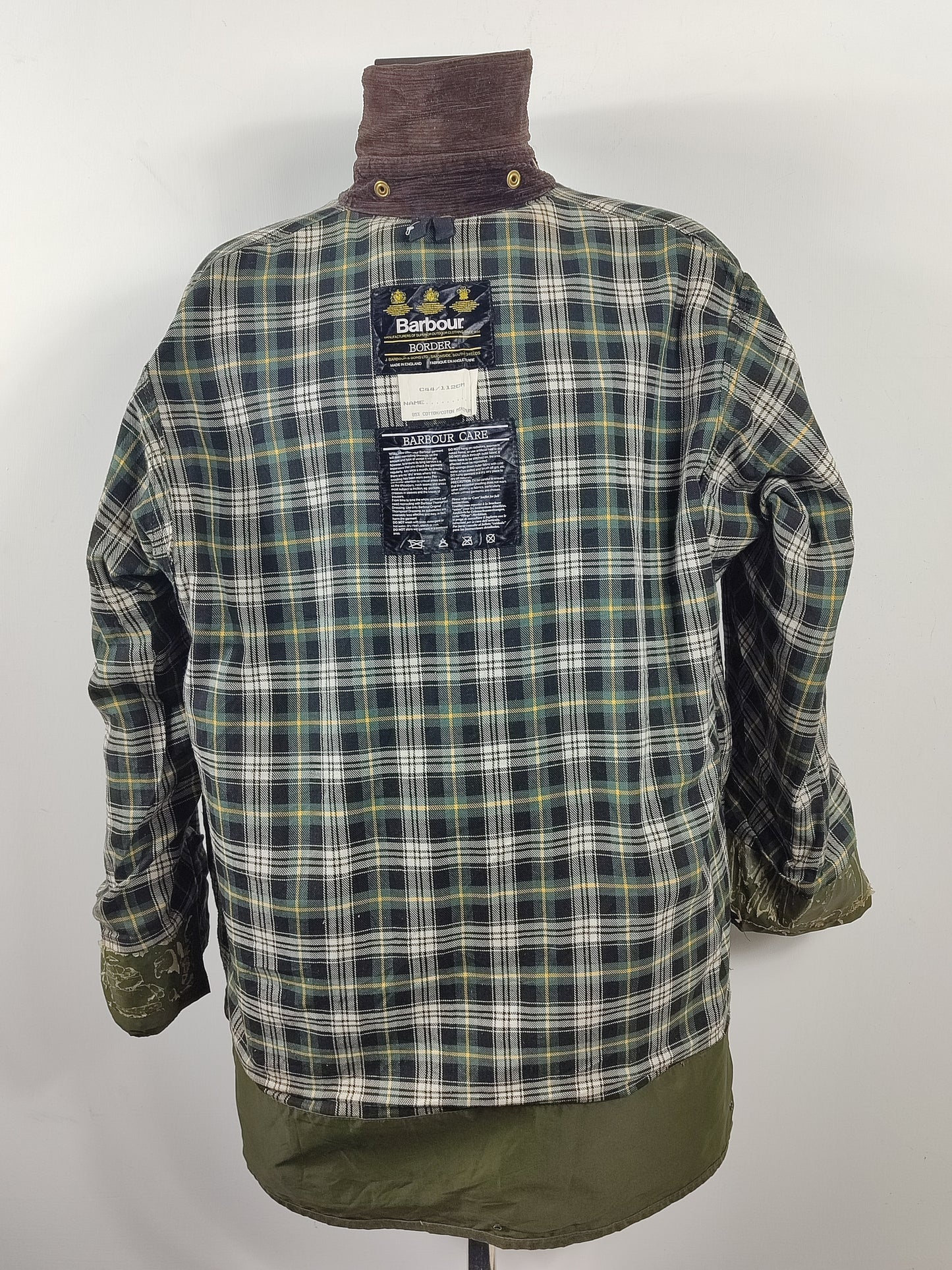 Barbour Uomo Border vintage verde Cerato C44/112cm Green Border Wax Coat Large XLarge