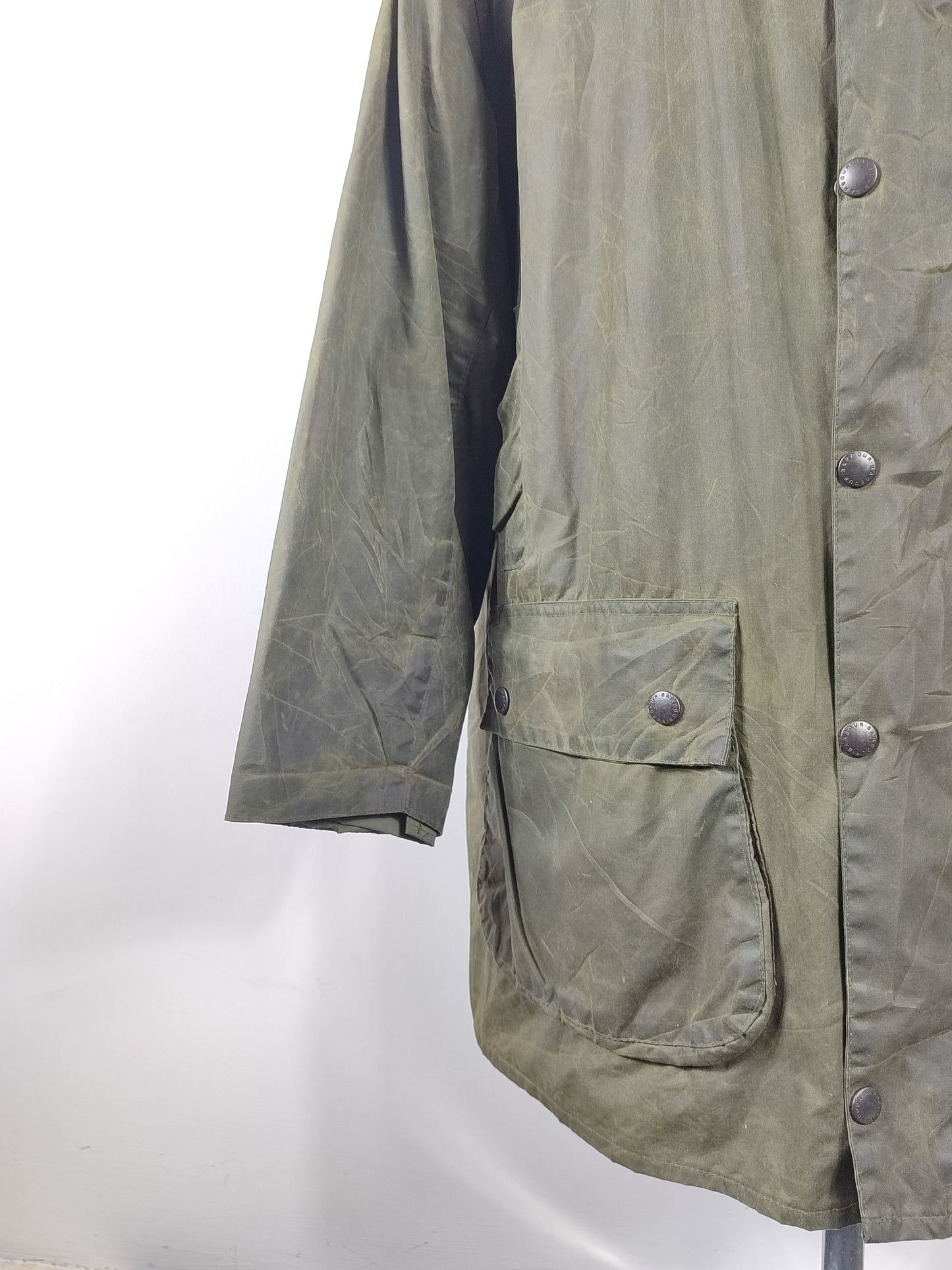 Barbour Uomo Border vintage verde Cerato C44/112cm Green Border Wax Coat Large XLarge