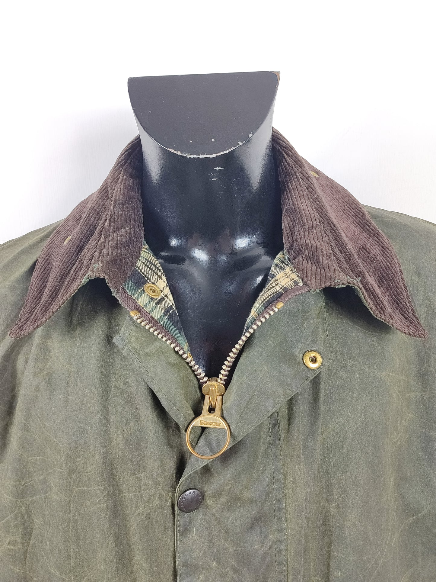 Barbour Uomo Border vintage verde Cerato C44/112cm Green Border Wax Coat Large XLarge