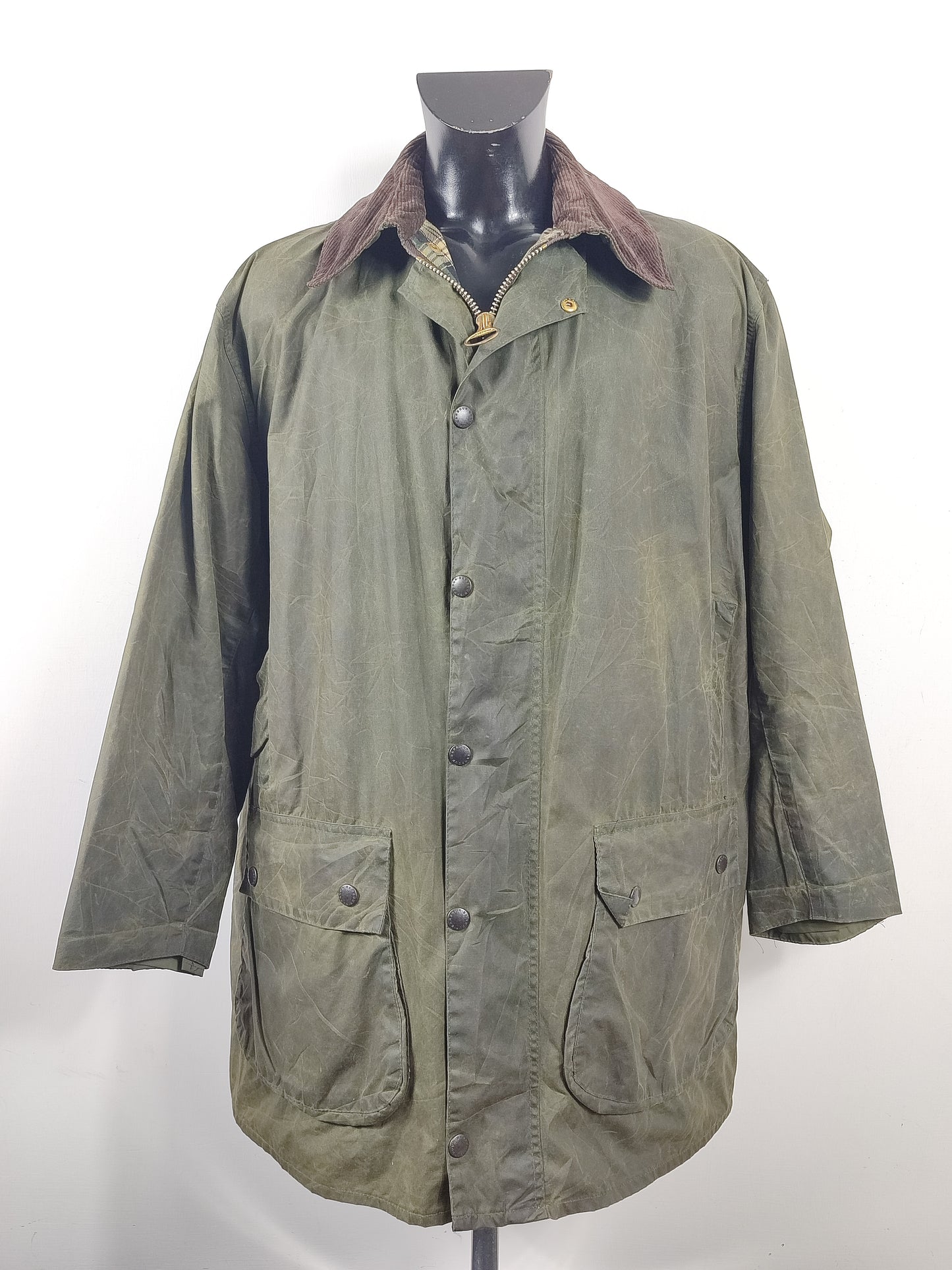 Barbour Uomo Border vintage verde Cerato C44/112cm Green Border Wax Coat Large XLarge