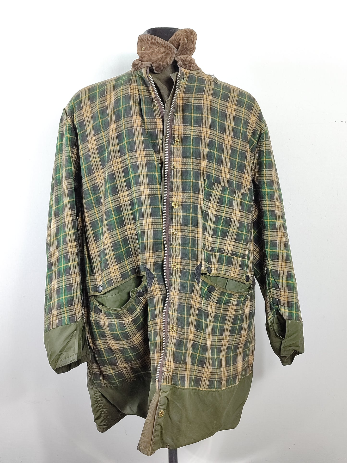 Barbour Giacca Uomo Border Verde Vintage C48/122cm Xlarge- Green wax Vintage Border Coat XL