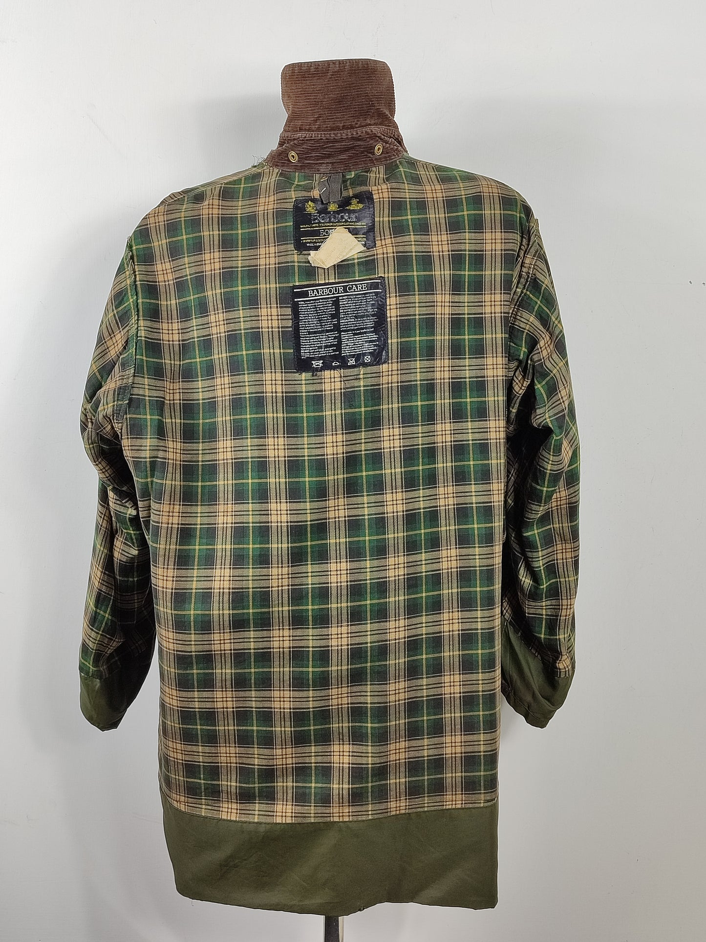 Barbour Giacca Uomo Border Verde Vintage C48/122cm Xlarge- Green wax Vintage Border Coat XL