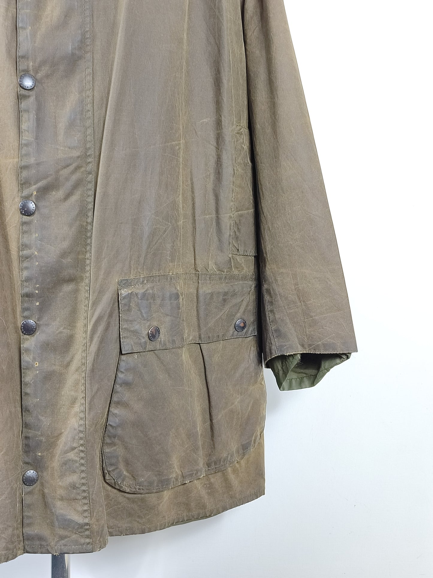 Barbour Giacca Uomo Border Verde Vintage C48/122cm Xlarge- Green wax Vintage Border Coat XL