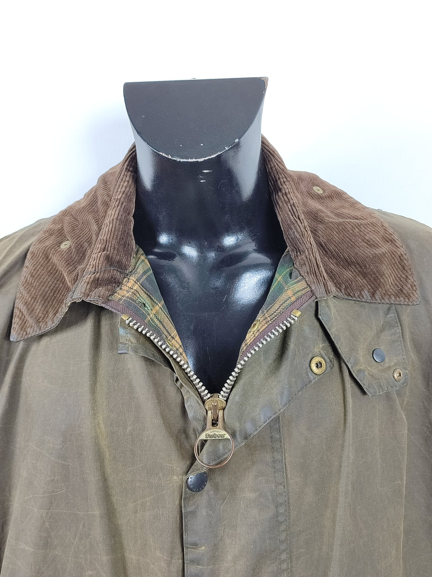 Barbour Giacca Uomo Border Verde Vintage C48/122cm Xlarge- Green wax Vintage Border Coat XL