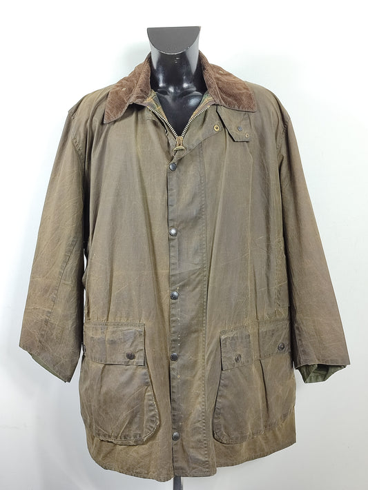 Barbour Giacca Uomo Border Verde Vintage C48/122cm Xlarge- Green wax Vintage Border Coat XL