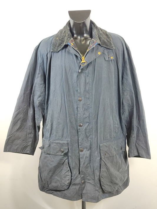 Barbour Giacca Border blu Vintage Uomo Cerata C50/127 cm -Navy wax Border coat size XXL