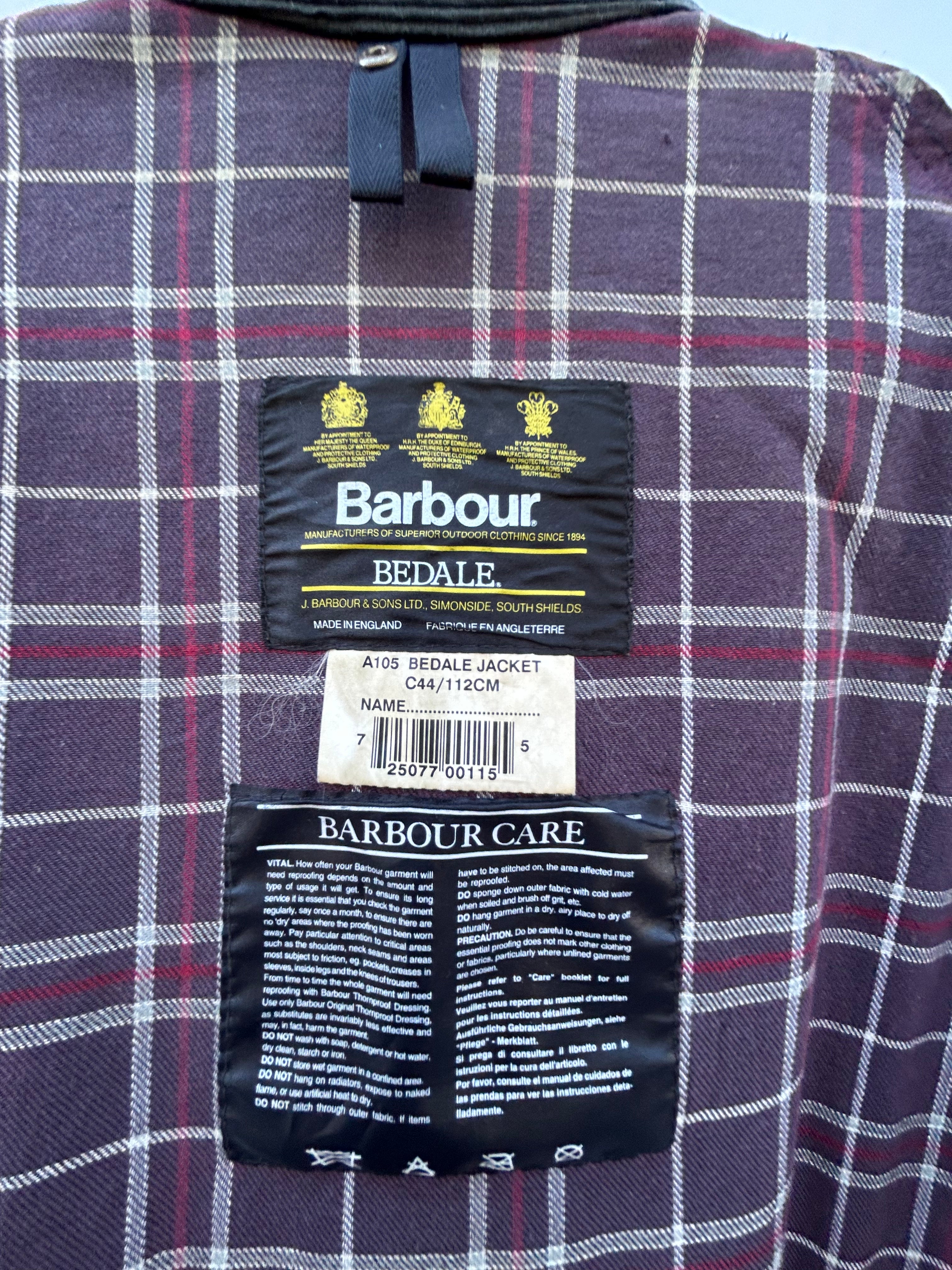 Giacca Barbour Blu scuro Bedale C44/112 cm Navy Vintage Bedale wax