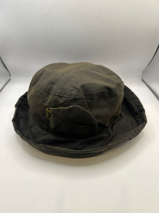 Cappello Barbour vintage da donna cotone cerato Small 55 cm