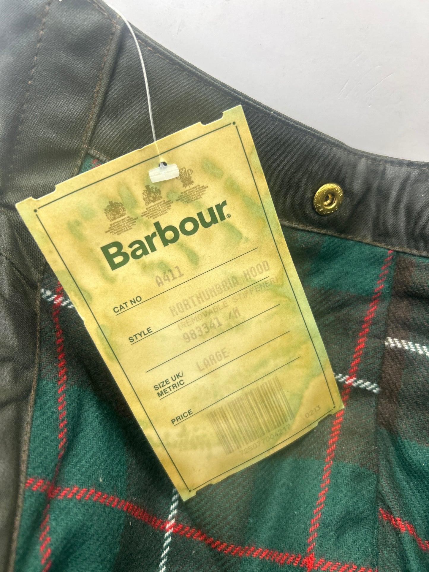 RARO Cappuccio Barbour vintage verde per Northumbria cerato Taglia Unica -Rare Northumbria Hood A411