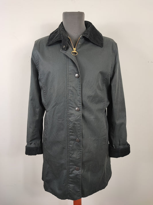 Giacca Barbour donna cotone nero Newmarket UK12 Medium- Black cotton Trench Lady Jacket Uk12