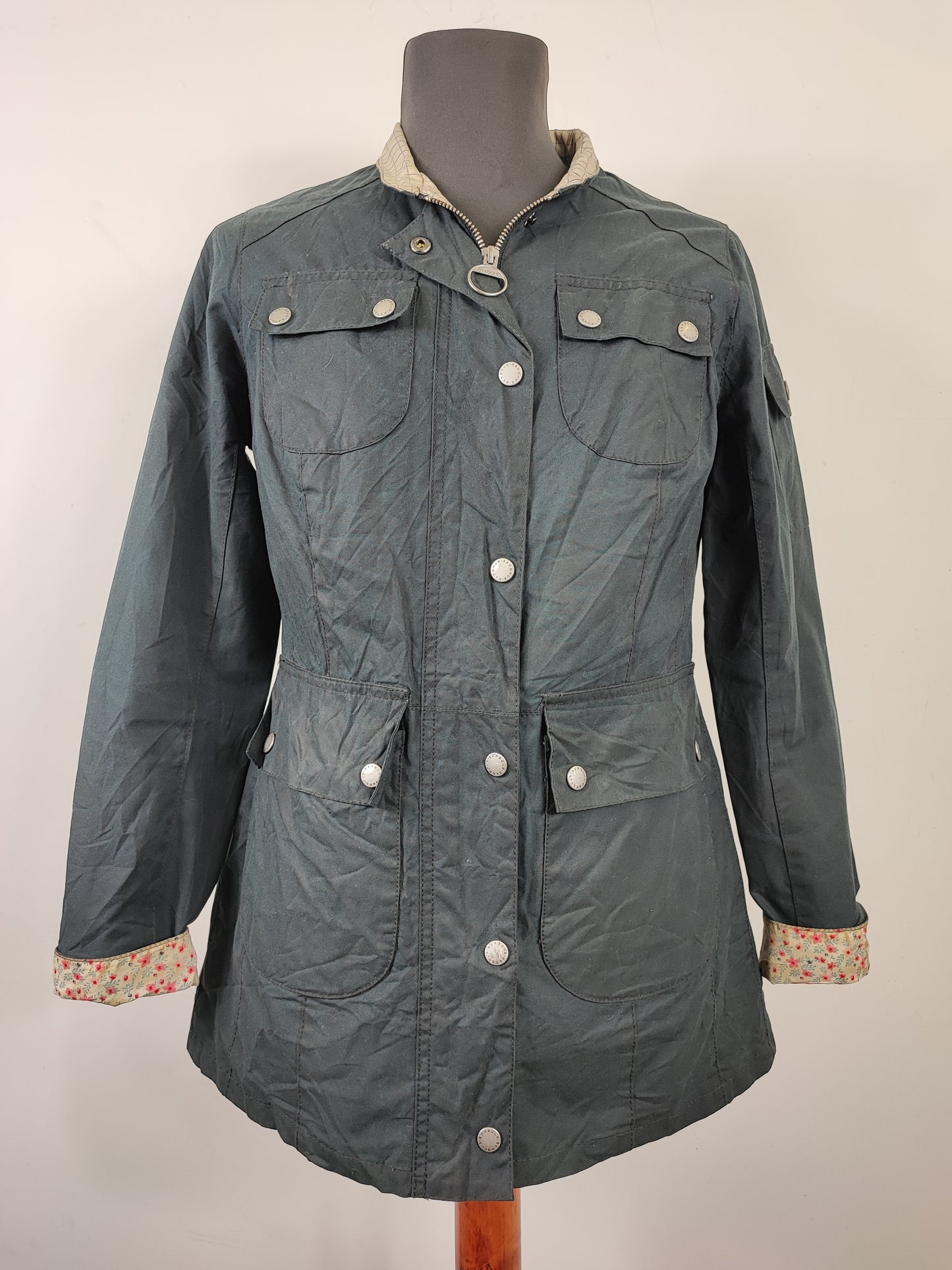 Giacca Barbour Donna Blu Small UK10 -Lady Stirrup wax navy Jacket Size Uk10