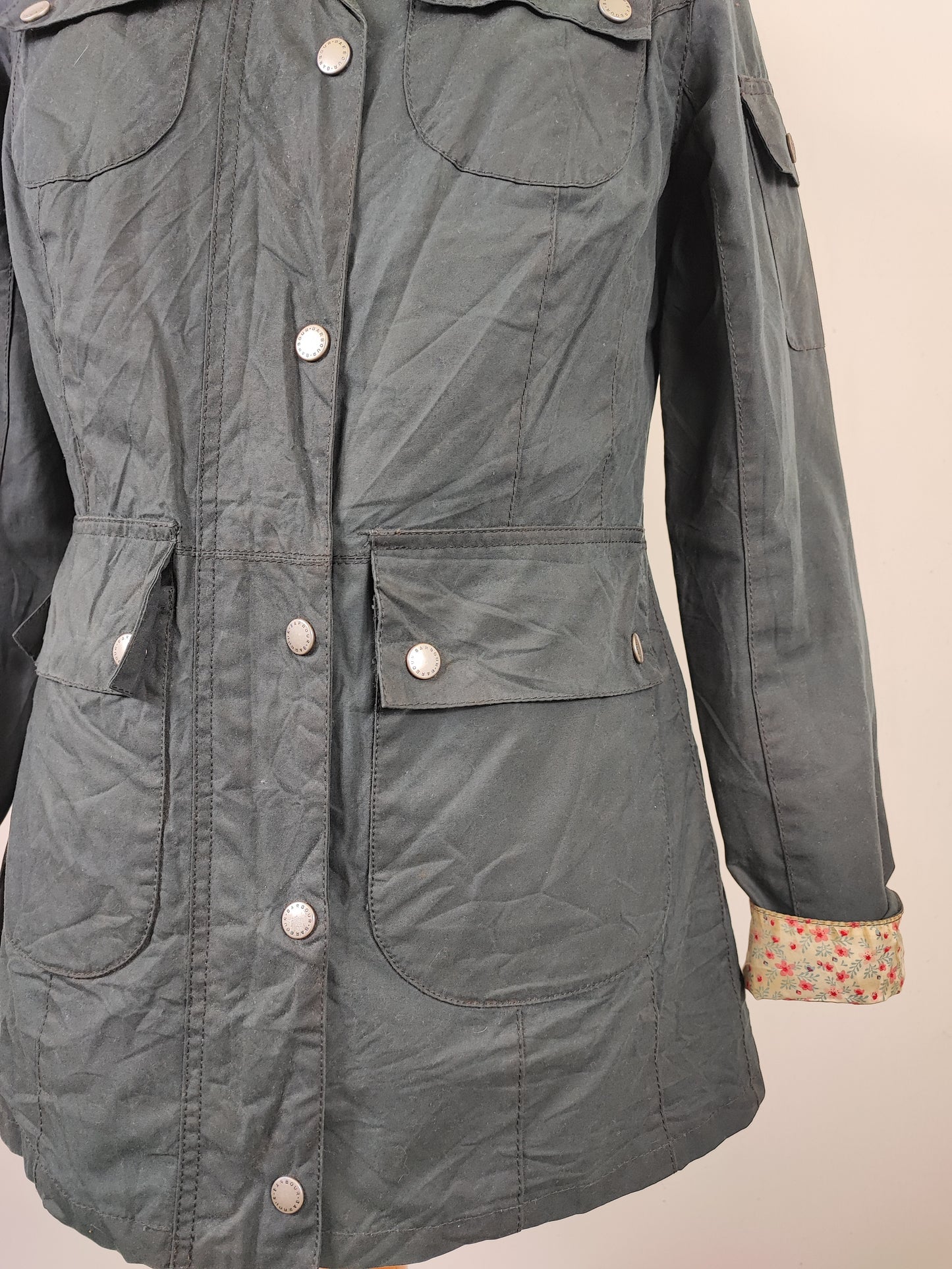 Giacca Barbour Donna Blu Small UK10 -Lady Stirrup wax navy Jacket Size Uk10