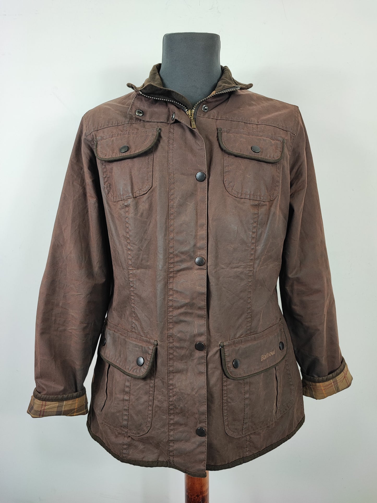 Barbour Giacca corta marrone donna Utility Medium 42/44 Lady Brown Utility wax Jacket uk14