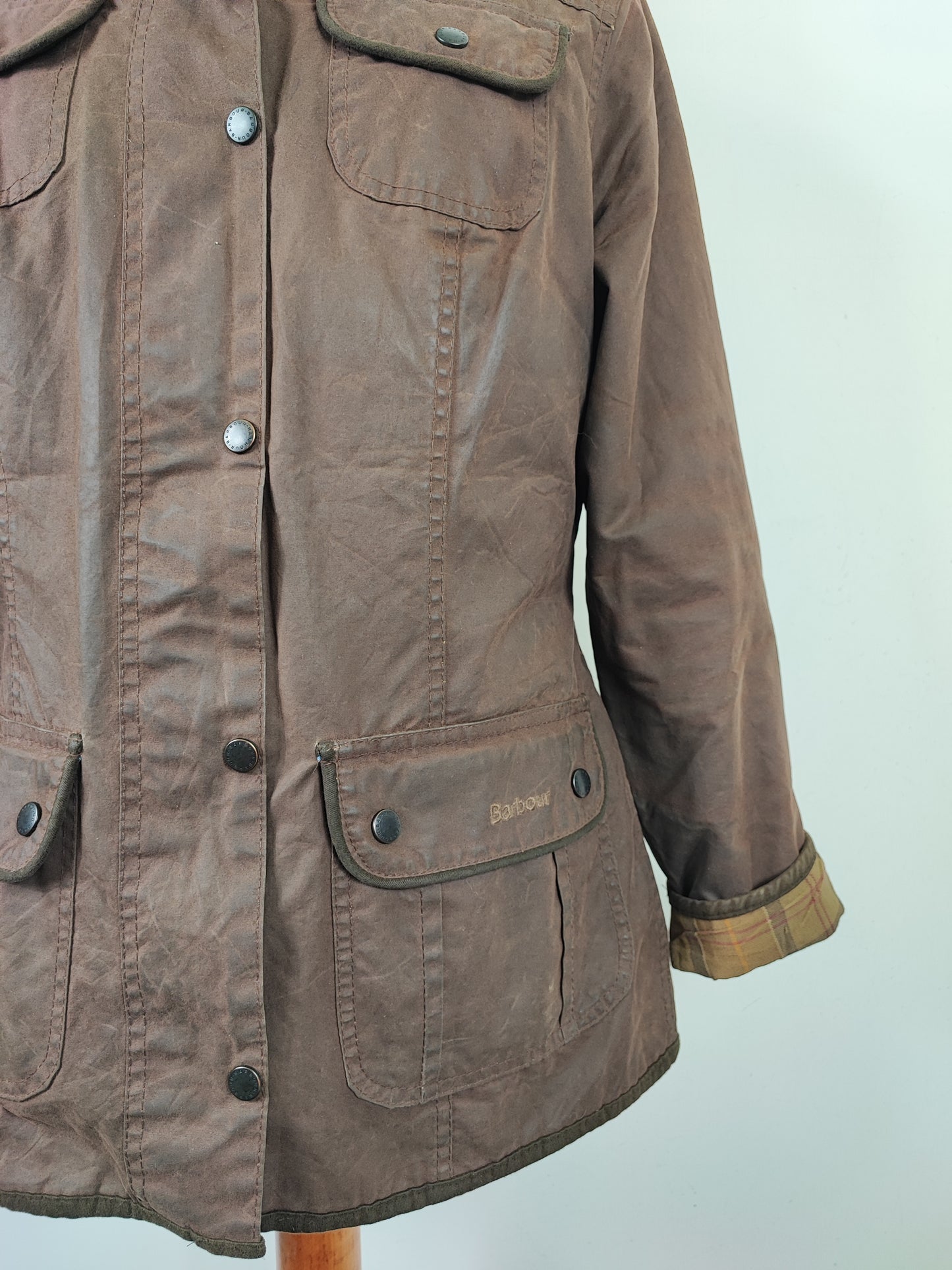 Barbour Giacca corta marrone donna Utility Medium 42/44 Lady Brown Utility wax Jacket uk14