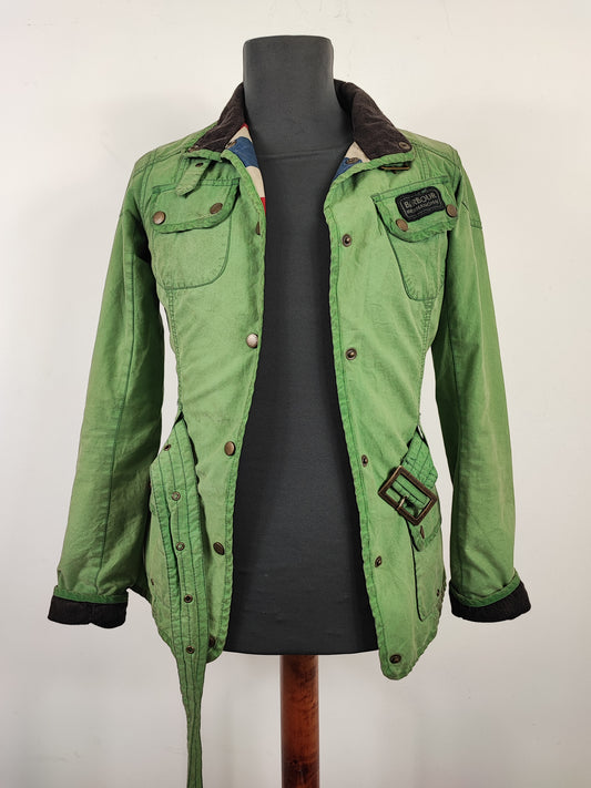 Giacca Barbour International Donna verde XSMALL UK8 -Green Lady International Union Jack jacket UK8 XSmall