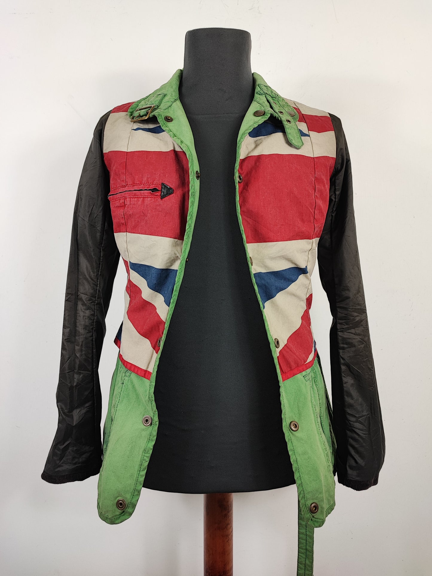 Giacca Barbour International Donna verde XSMALL UK8 -Green Lady International Union Jack jacket UK8 XSmall