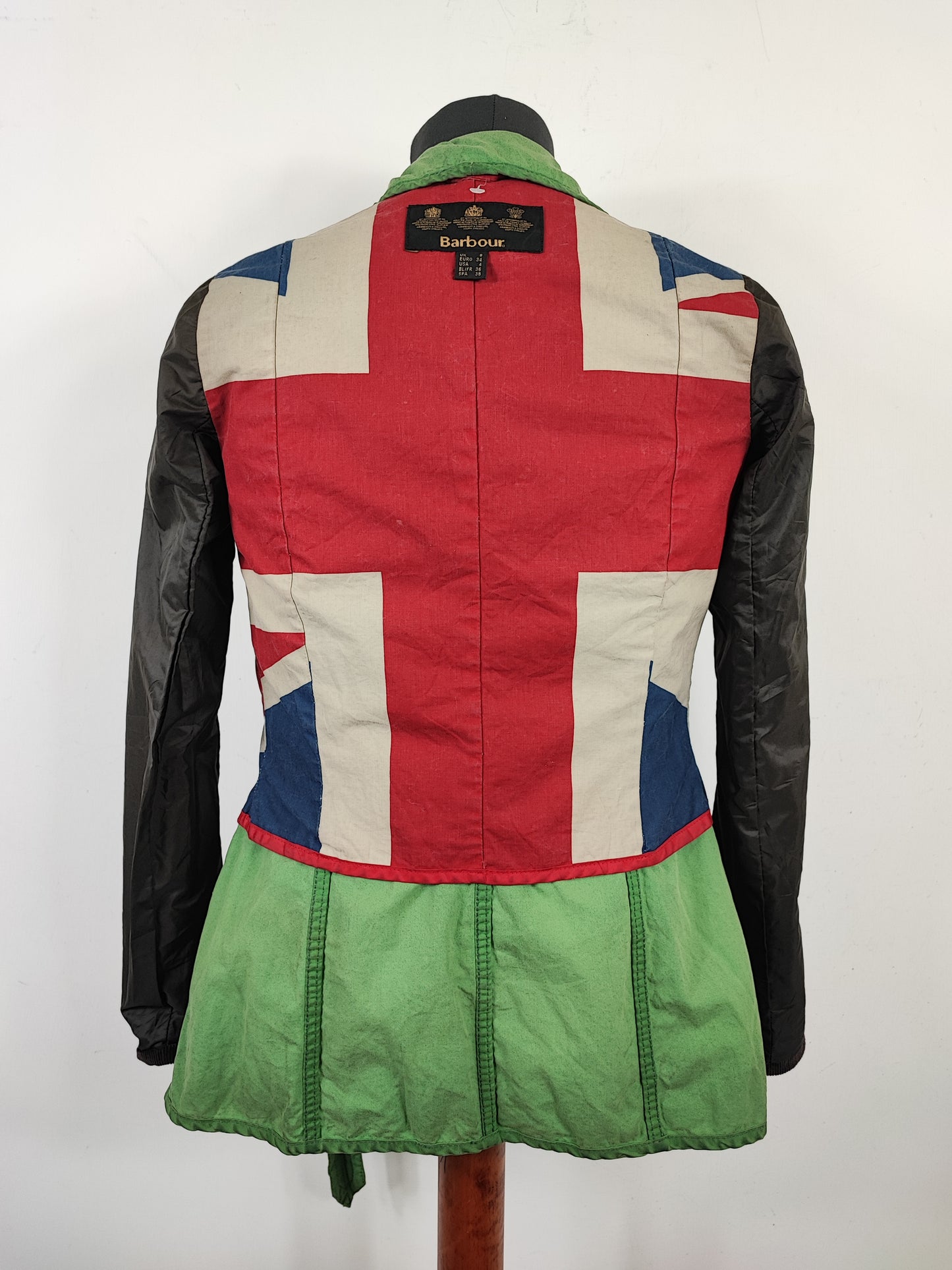 Giacca Barbour International Donna verde XSMALL UK8 -Green Lady International Union Jack jacket UK8 XSmall