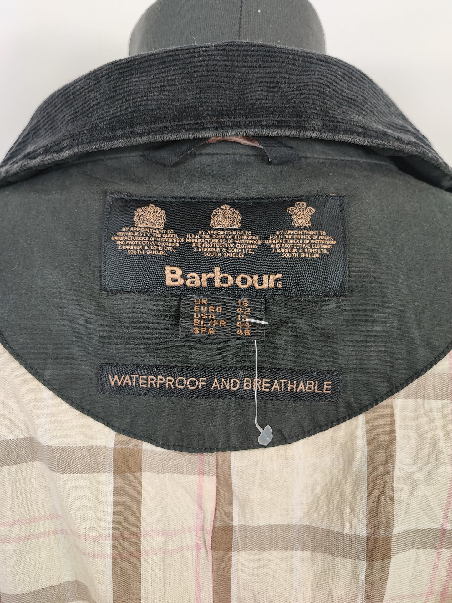 Trench Barbour nero impermeabile unisex tg.46 Uk16-Waterproof Bonneville Black Jacket uk16